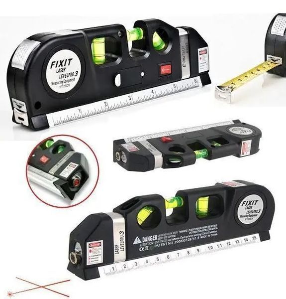 Лазерний рівень із вбудованою рулеткою FIXIT Laser Level Pro 3 4в1 рулетка лінійка 1135 фото
