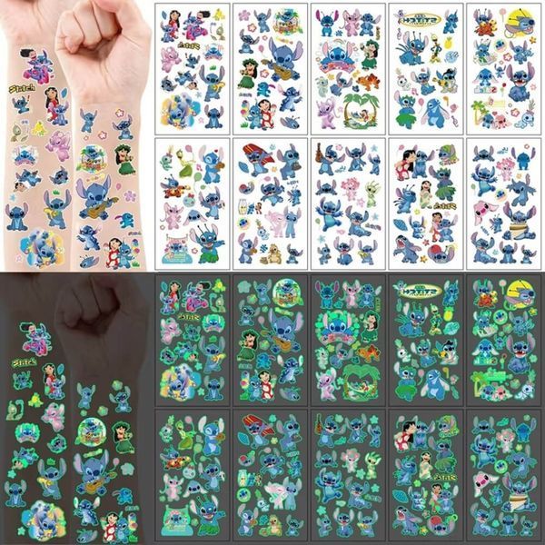 Набір тимчасових татуювань "Стіч" stich-glow-tattoo-10 світяться, 10 аркушів 12х7 см stich-glow-tattoo-10 фото