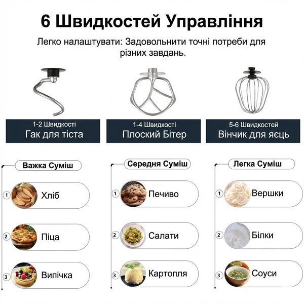 Планетарний міксер тістоміс Zepline ZP-105 стаціонарний із металевою чашею 3500 Вт. ZP105 фото