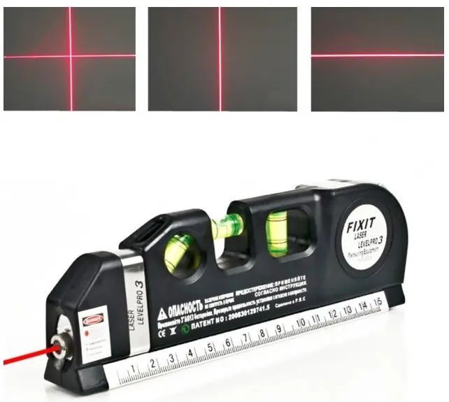 Лазерний рівень із вбудованою рулеткою FIXIT Laser Level Pro 3 4в1 рулетка лінійка 1135 фото