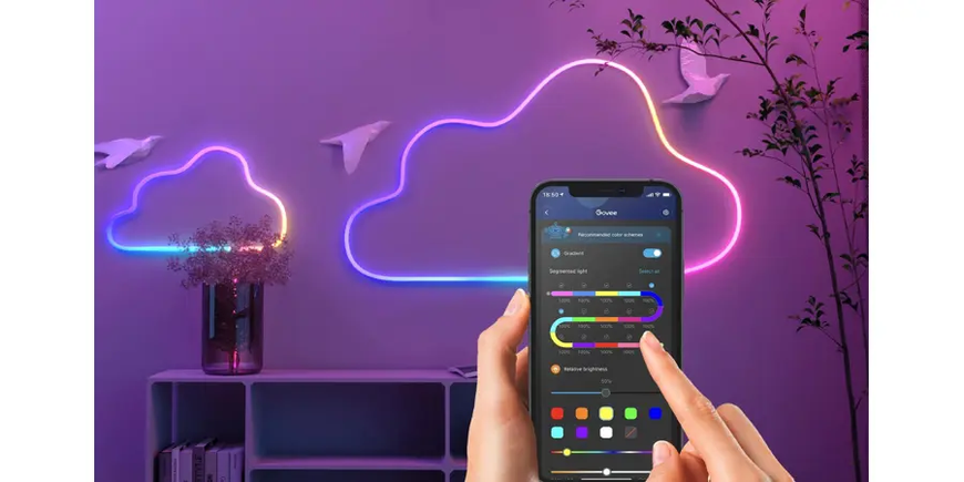 Розумна гнучка LED Neon RGB стрічка-шланг 3 метрів від USB управління режимами з телефону, Bluetooth додаток, пульт Jam12-25 фото