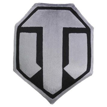 Подушка декоративна лого гри "World of Tanks" WG043334 семикутна, сіро-чорна WG043334 фото