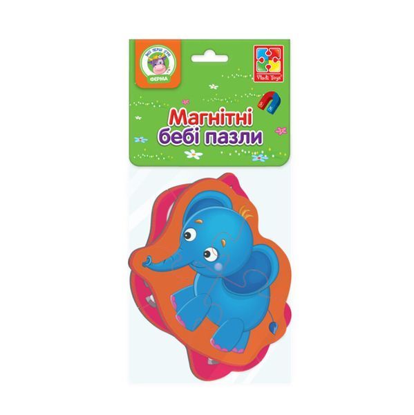 Магнітні бебі пазли "Зебра та слоненя" Vladi toys VT3208-12 VT3208-12 фото