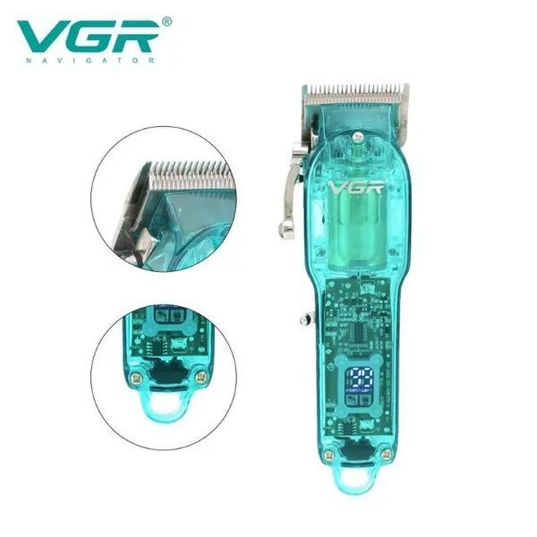 Професійна машинка для стрижки VGR Professional Clipper Transparent Green V-660 VEN660 фото