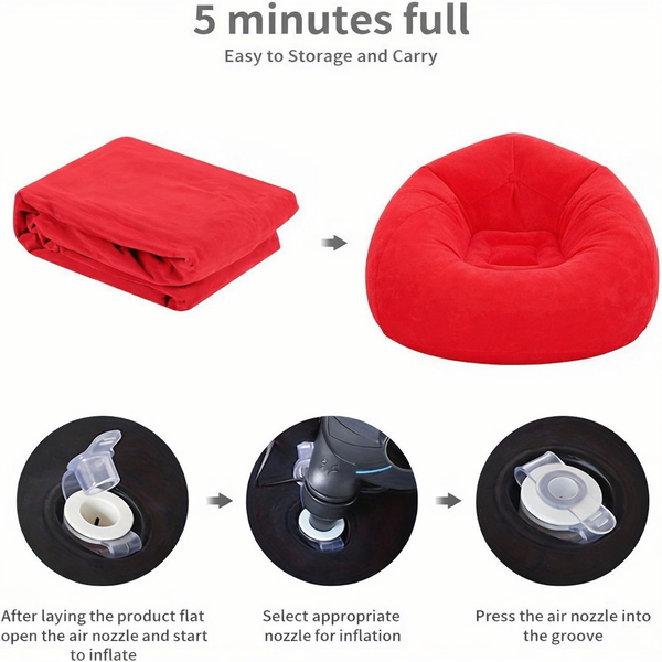 Надувне крісло-пуф Inflatable Sofa / Надувне крісло-мішок 110&times;110&times;85 см Червоний G6820/3 фото