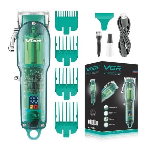 Професійна машинка для стрижки VGR Professional Clipper Transparent Green V-660 VEN660 фото