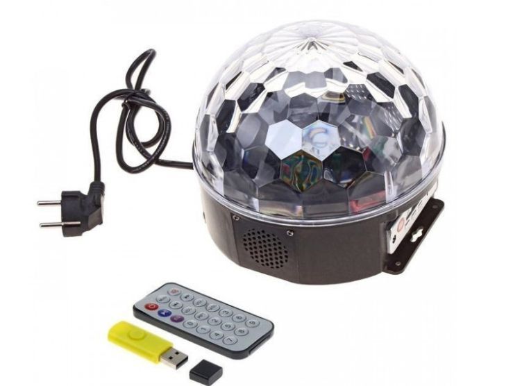 Музичний диско-шар з Bluetooth, USB, світломузкою, 2 динаміками та пультом Disco01 фото