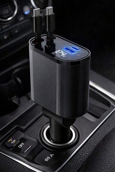 Автомобільний зарядний пристрій із швидкою зарядкою 4в1 Lightning / Type-C / USB PR-2-32 фото