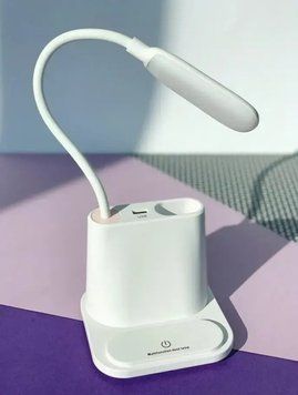 Рожева Акумуляторна настільна LED лампа Bionic Desk Lamp c USB виходом, органайзером та підставкою для смартфона 2050018/1 фото
