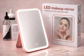 Сенсорне дзеркало з підсвічуванням на акумуляторі для макіяжу Led makeap mirro M777448 фото