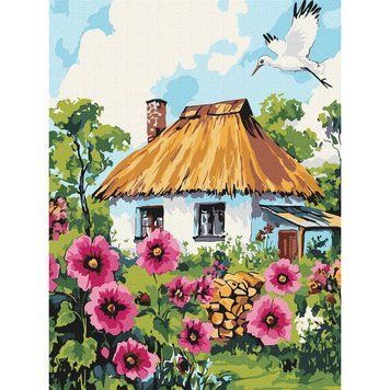 Картина за номерами "Мальви біля хати" &copy;art_selena_ua KHO6407, 30x40 см KHO6407 фото