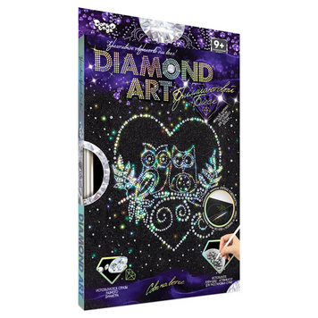 Комплект креативної творчості "DIAMOND ART" DAR-01, 10 видів Сови на гілці DAR-01-03 фото
