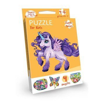 Дитячі розвиваючі пазли "Puzzle For Kids" PFK-05-12, 2 картинки Єдиноріг фіолетовий PFK-11 фото