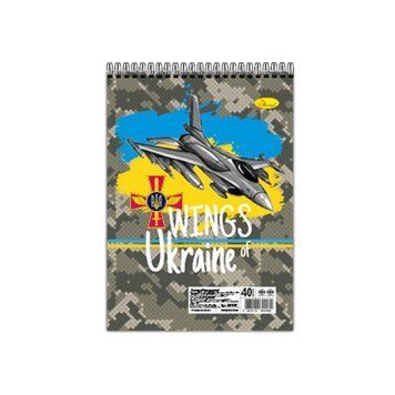 Блокнот "Wings of Ukraine" А6 АП-1907-4, 40 аркушів, пружина зверху АП-1907-4 фото