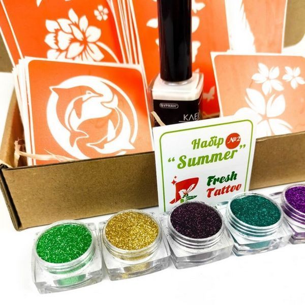 Набір для біо-тату "Літо 2.0 - гліттер" set-summer-v2-glitter set-summer-v2-glitter фото