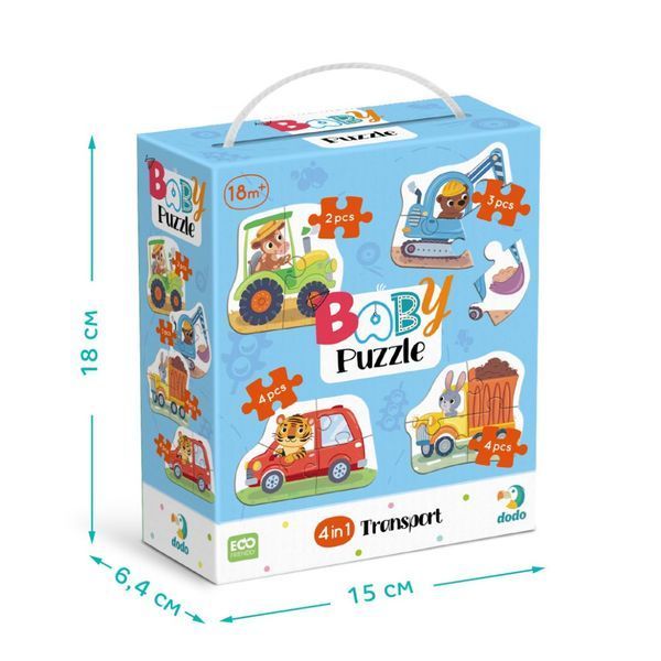 Дитячий пазл 4 в 1 "Baby puzzle. Транспорт" DoDo Toys 300685 набір 4 в 1 300685 фото
