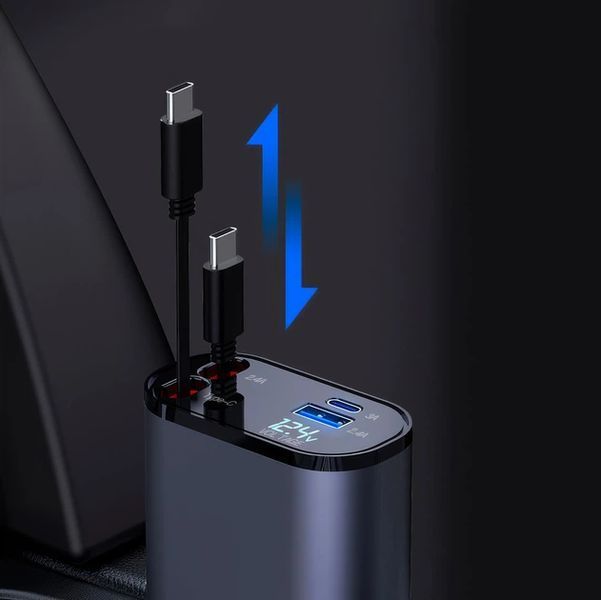 Автомобільний зарядний пристрій із швидкою зарядкою 4в1 Lightning / Type-C / USB PR-2-32 фото