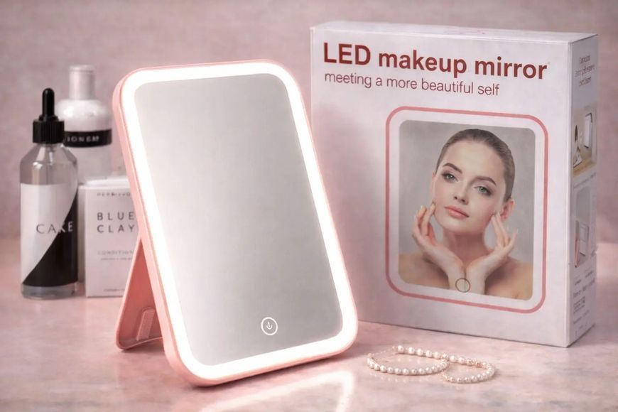 Сенсорне дзеркало з підсвічуванням на акумуляторі для макіяжу Led makeap mirro M777448 фото