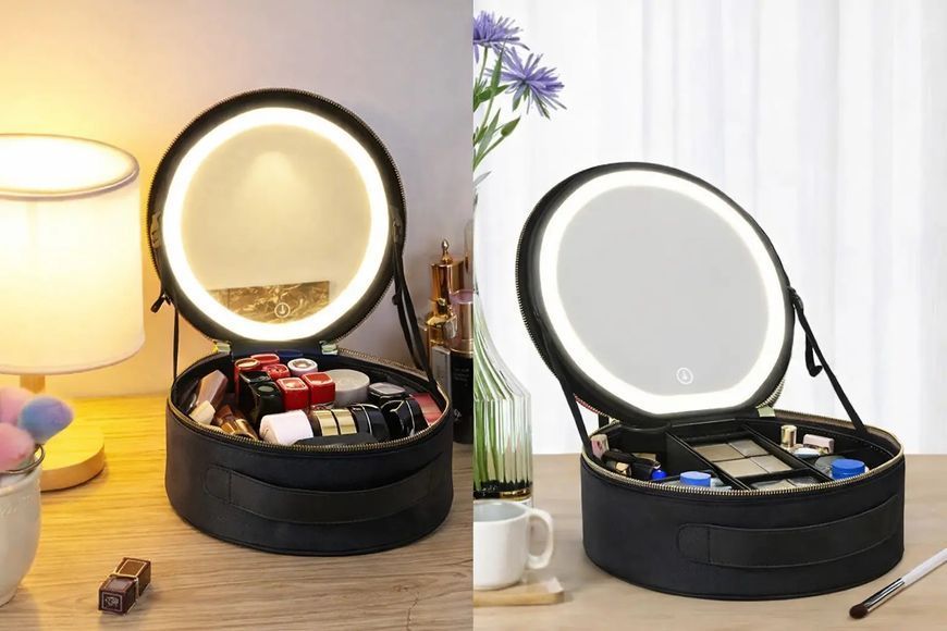 Косметичка-органайзер з LED дзеркалом, 29х28х11 см/Дорожня косметичка 2054885 фото