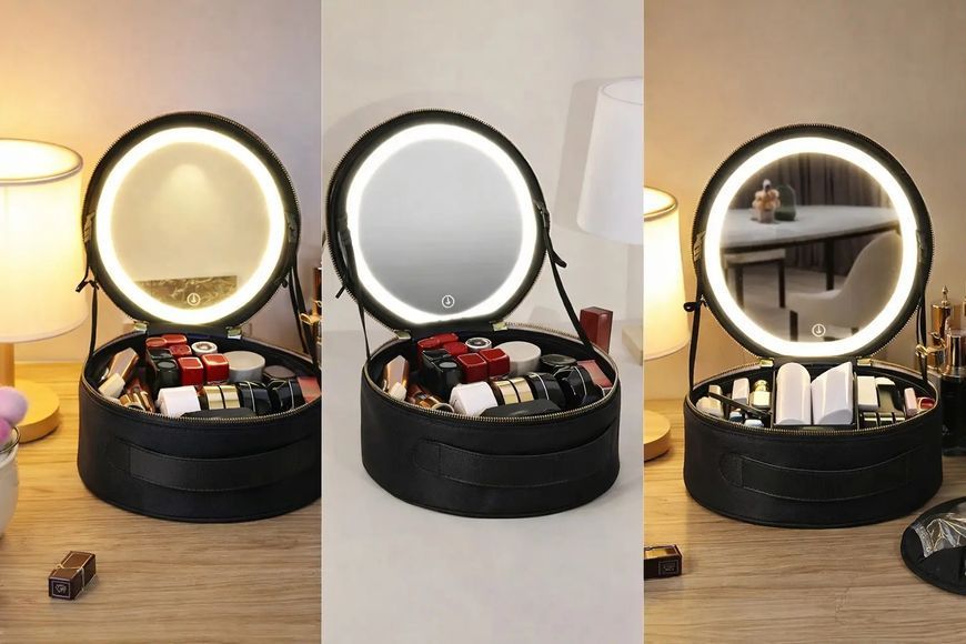 Косметичка-органайзер з LED дзеркалом, 29х28х11 см/Дорожня косметичка 2054885 фото