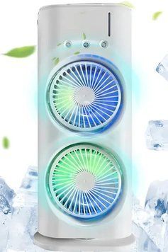 Вентилятор настільний подвійний з охолодженням Double-ended Spray Fan LED-підсвічування 3 швидкості, розпилювач водяного туману Jam0032 фото