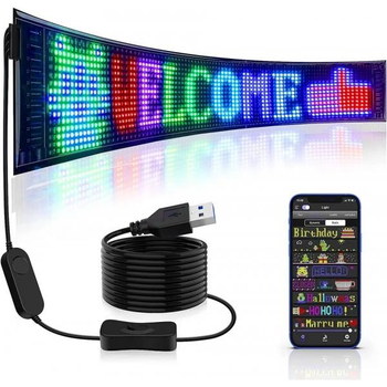Гнучкий екран LED Matrix Panel APP wifi rgb 92*374мм(16X64) ART-0566 Atlanfa фото