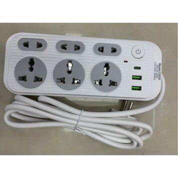 Мережевий фільтр 2м, 2500Вт, 6&times;220В, 2&times;USB, 1&times;Type, WL-1, Білий / Подовжувач з вимикачем 2054875 фото
