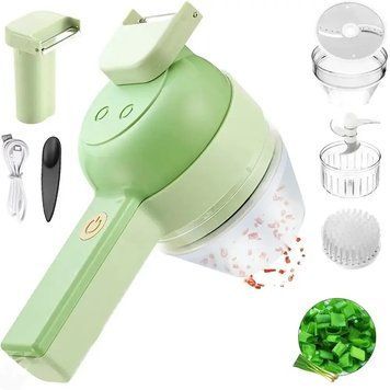 Ручний подрібнювач для овочів 4в1 Food Chopper / Електрична кухонна овочерізка / Міні блендер-слайсер 2124851 фото