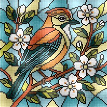 Алмазна мозаїка "Вітраж. Сойка" &copy;art_selena_ua AMO8317, 30х30 см AMO8317 фото