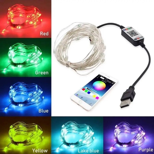 Світлодіодна розумна гірлянда Smart LED 20м IP65 з Bluetooth для ялинки від USB 20м G5854 фото