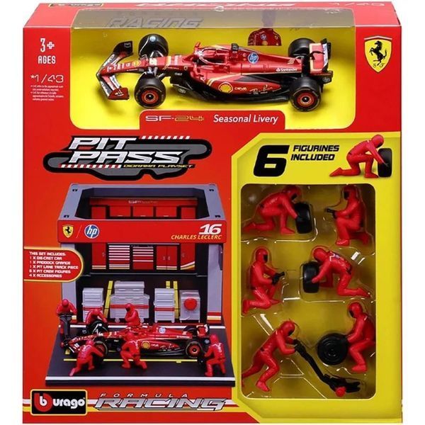 Ігровий набір Формула-1 "Pit Pass Ferrari SF-24" Bburago 18-36862 (#16) 18-36862 (#16) фото