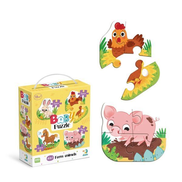 Дитячий пазл 4 в 1 "Baby puzzle. Сільські тварини" DoDo Toys 300686 набір 4 в 1 300686 фото