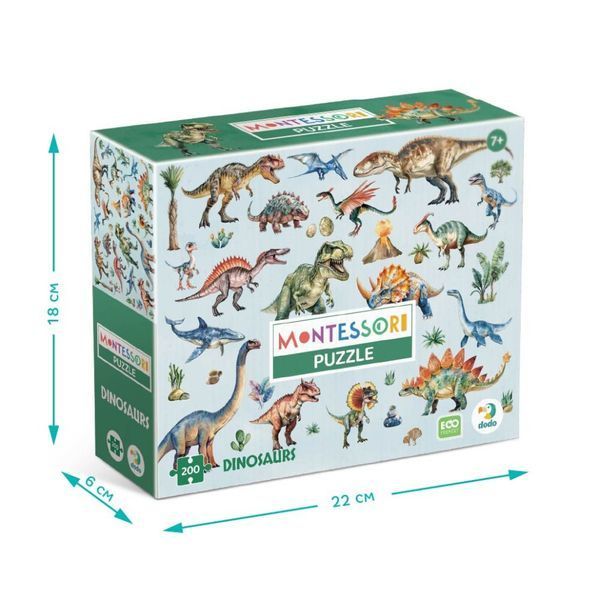 Дитячий пазл Монтессорі "Динозаври" DoDo Toys 200631, 200 елементів 300631 фото