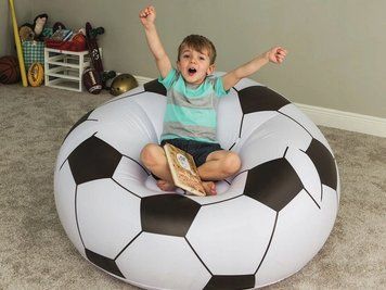 Надувне крісло-пуф Inflatable Sofa / Надувне крісло-мішок 110&times;110&times;85 см Чорно-білий G6820/6 фото