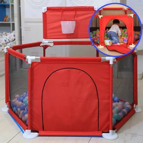 Дитячий манеж для розвитку IMBABY 6 секцій - із парканом для малюків - сухий басейн для дитячих ігор, для куль або килимка VENDNT-104 фото