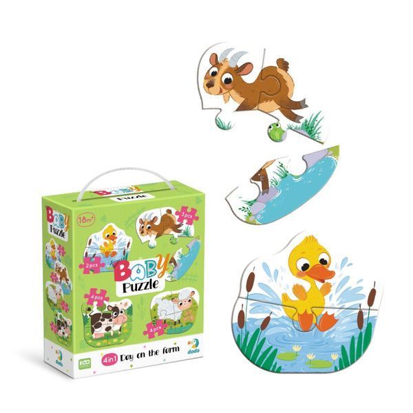 Дитячий пазл 4 в 1 "Baby puzzle. День на фермі" DoDo Toys 300687 набір 4 в 1 300687 фото