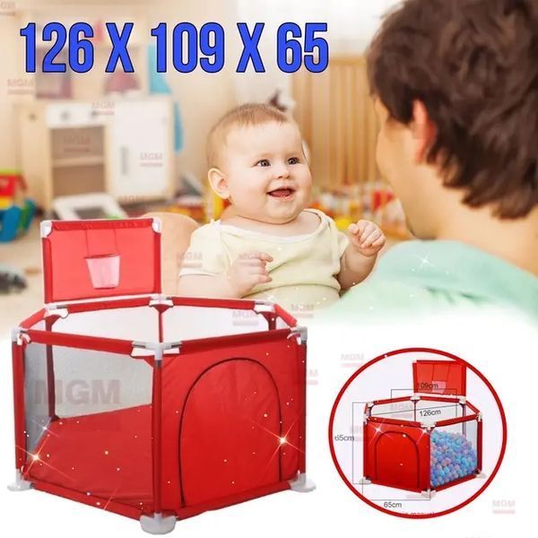 Дитячий манеж для розвитку IMBABY 6 секцій - із парканом для малюків - сухий басейн для дитячих ігор, для куль або килимка VENDNT-104 фото
