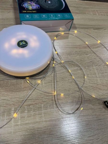 Акумуляторний ліхтар з гірляндою, USB та магнітним кріпленням / Підвісний ліхтар для кемпінгу 20м M20m фото