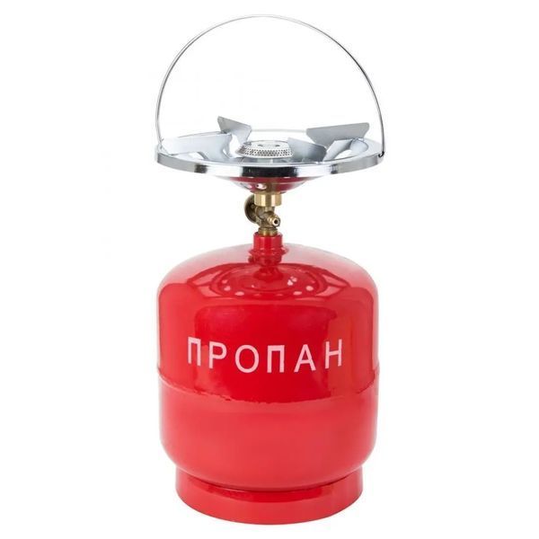 Газовий балон Пропан УКП-83 з пальником 5 л, Туристичний газовий балон з пальником червоний,5 літрів 21220556983 фото