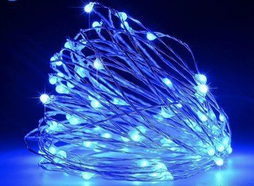 Новорічні гірлянди. Мідна дротяна лампа 100LED 10м, Колір Синій Силіконовий дріт (7107) mu20310 фото