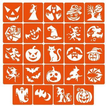 Набір трафаретів для біо-тату "Хелловін №2" Hallowween-2-24, 24 трафарети 6х6 см Hallowween-2-24 фото