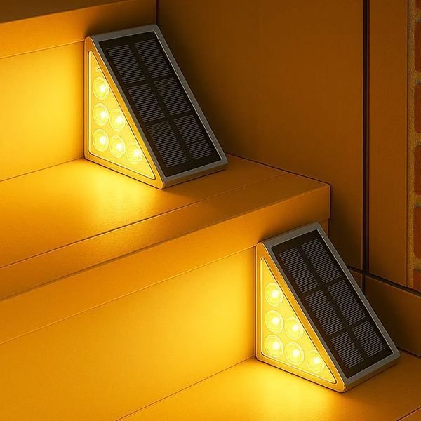 Вуличний світильник для сходів на сонячній батареї 13 LED / Кутовий світильник на сходи теплий білий / Сонячні декоративні світильники комплект з 6 штук sp10507 фото