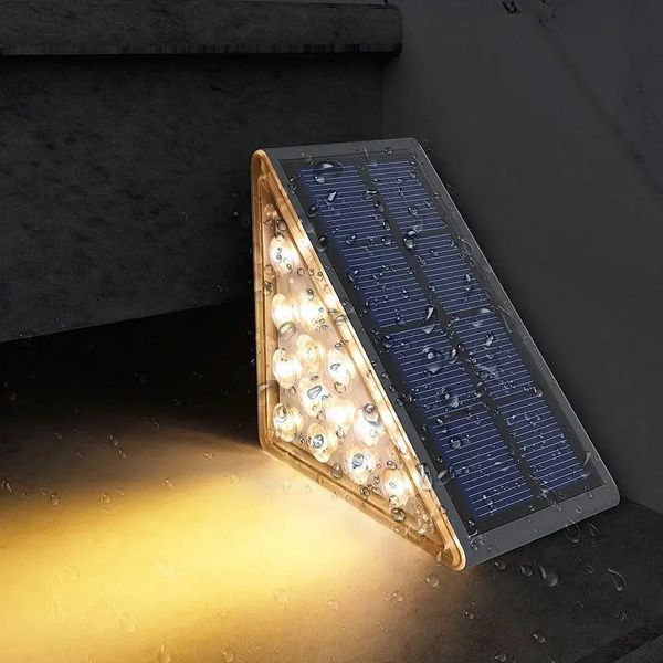 Вуличний світильник для сходів на сонячній батареї 13 LED / Кутовий світильник на сходи теплий білий / Сонячні декоративні світильники комплект з 6 штук sp10507 фото