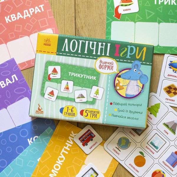 Дитячі логічні ігри "Вивчай форми" 918002, 24 картки укр. мовою 918002 фото