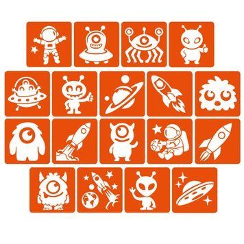 Набір трафаретів для біо-тату "Монстри та ракети #2" monsters-and-rockets-2-5x5-18 mnts-and-rockets-2-5x5-18 фото