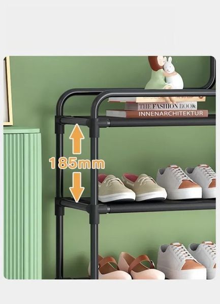 Стелаж для взуття Shoe rack BLACK Полиця для взуття-08-02, Метал, 60х18.5х78.5 см SRB615 фото