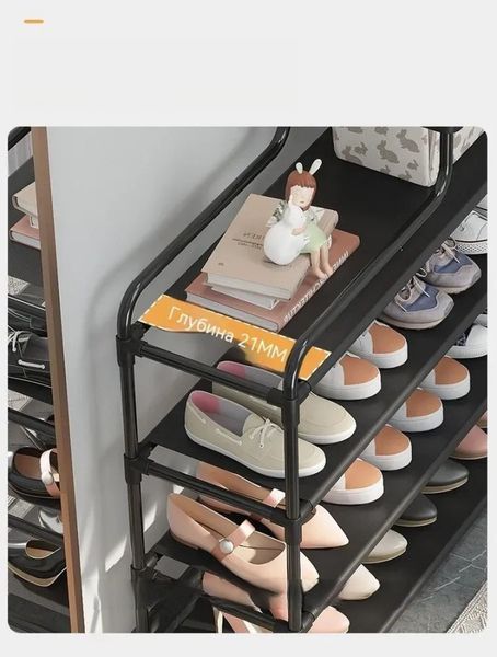 Стелаж для взуття Shoe rack BLACK Полиця для взуття-08-02, Метал, 60х18.5х78.5 см SRB615 фото