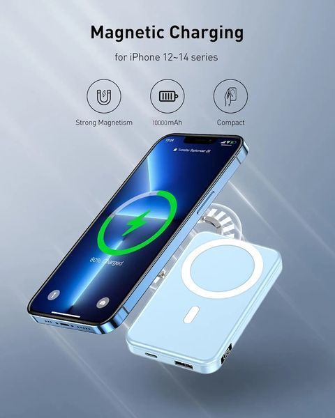 Магнітний павербанк 10000mAh MagSafe / Power Bank Type-C / Повербанк магнітний бездротовий 22,5W sp10144 фото
