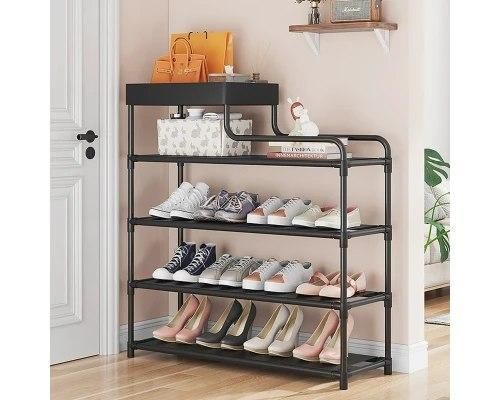 Стелаж для взуття Shoe rack BLACK Полиця для взуття-08-02, Метал, 60х18.5х78.5 см SRB615 фото