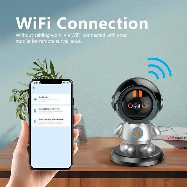 Поворотна бездротова відеокамера Wi-Fi-відеоня 2K ART 8936 з датчиком руху та поворотом на 355 градусів 5092083 фото